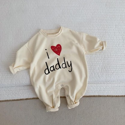 I LOVE DADDY ベビー ベージュ ロンパース - ベージュ - 2～3歳 - image 1