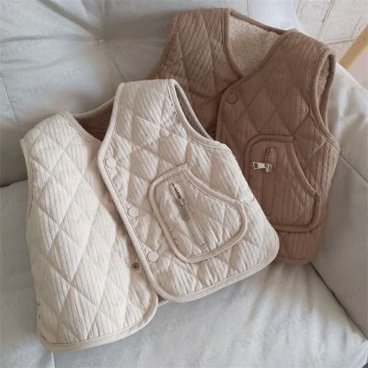 ベビー幼児用無地フリースベストジャケット - image 2