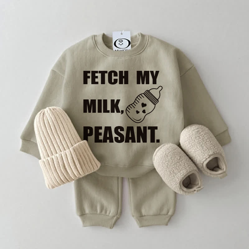 FETCH MY MILK PEASANT ベビー用おもしろ2点セット - グレーグリーン - 2～3歳 - image 1