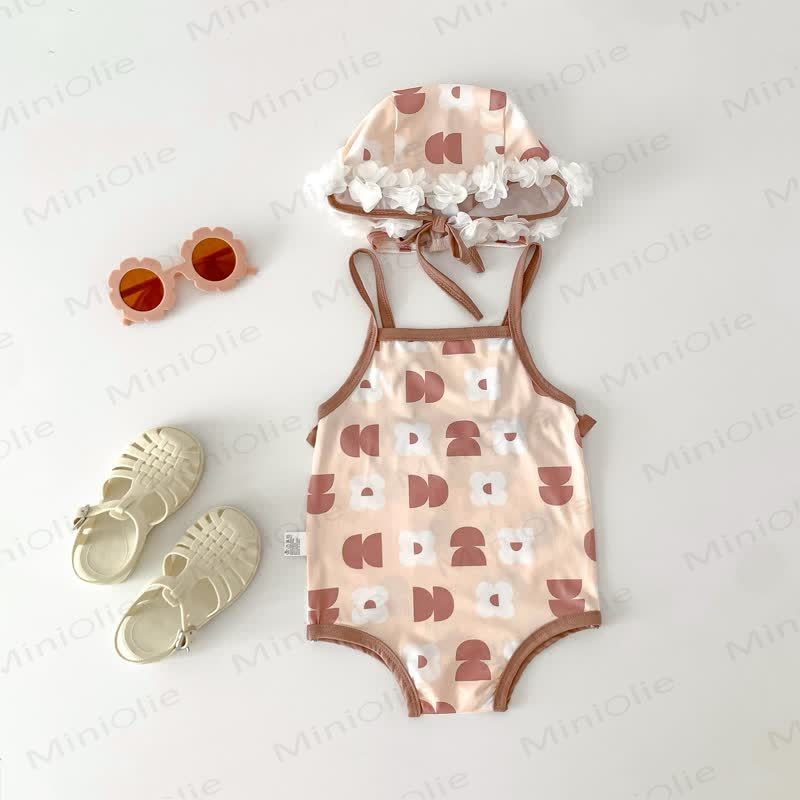 帽子付きベビーガールワンピース/ツーピース水着 - ベージュ - 2～3歳 - image 18