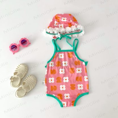 帽子付きベビーガールワンピース/ツーピース水着 - ピンク - 2～3歳 - image 21