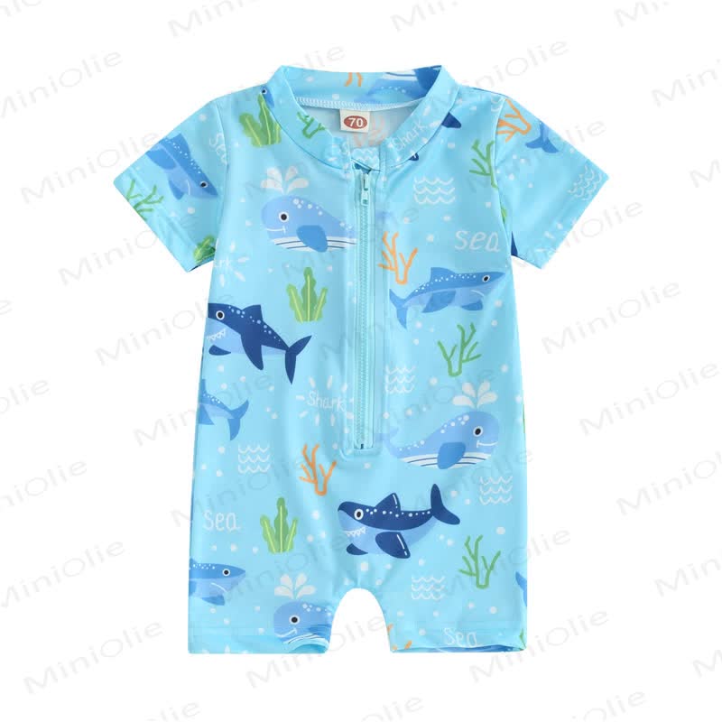 ベビー幼児男の子用シャークボクサーショーツ水着 - サメ - 3～5歳 - image 1