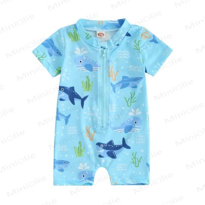 ベビー幼児男の子用シャークボクサーショーツ水着 - サメ - 3～5歳 - image 1