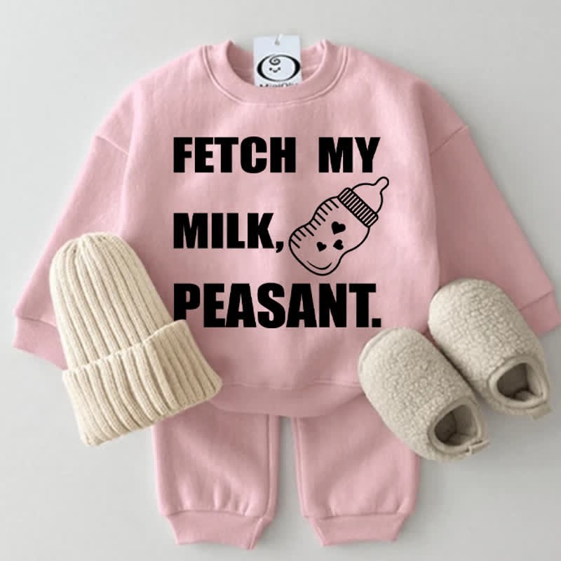 FETCH MY MILK PEASANT ベビー用おもしろ2点セット - ピンク - 2～3歳 - image 2
