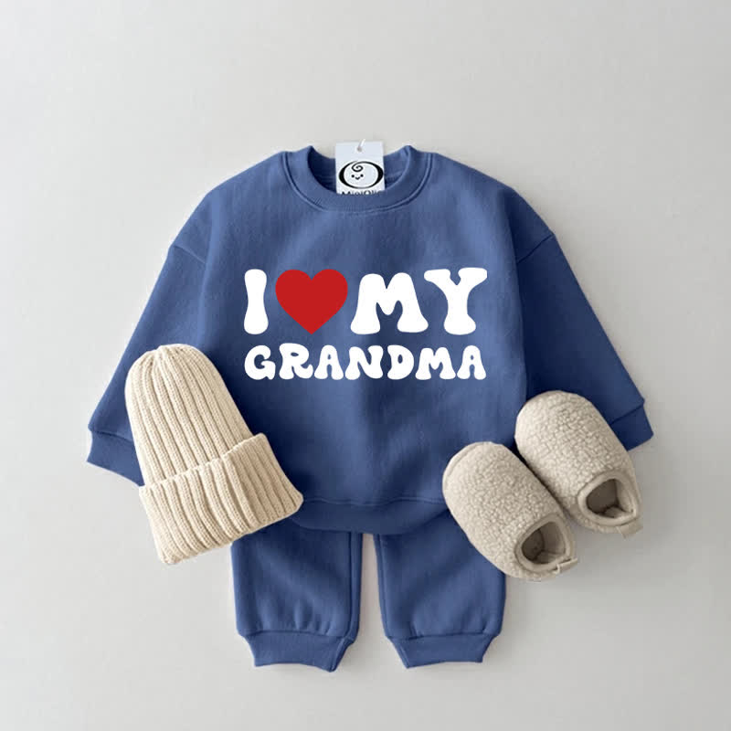 I LOVE MY GRANDMA ベビー 2ピース ブルーセット - 青 - 2～3歳 - image 1