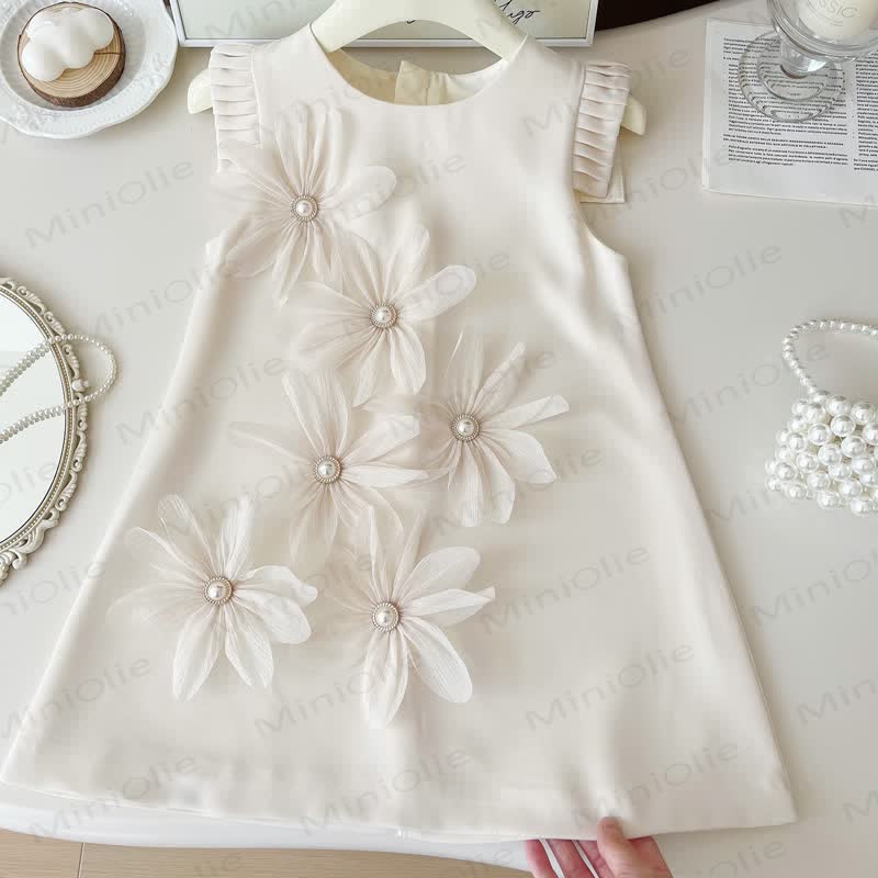 幼児用3Dフラワーノースリーブ優雅ドレス - image 3