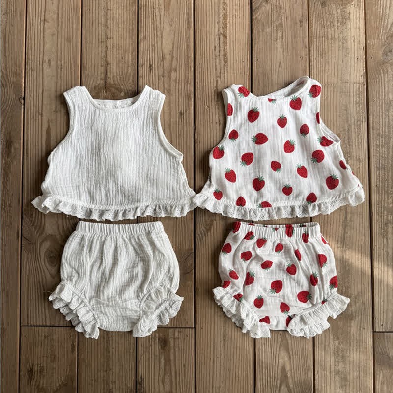 ベビー幼児用2ピース ストロベリー ノースリーブ セット - image 1