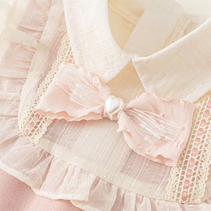 幼児用ピンクのリボン付きノースリーブエレガントドレス - image 9