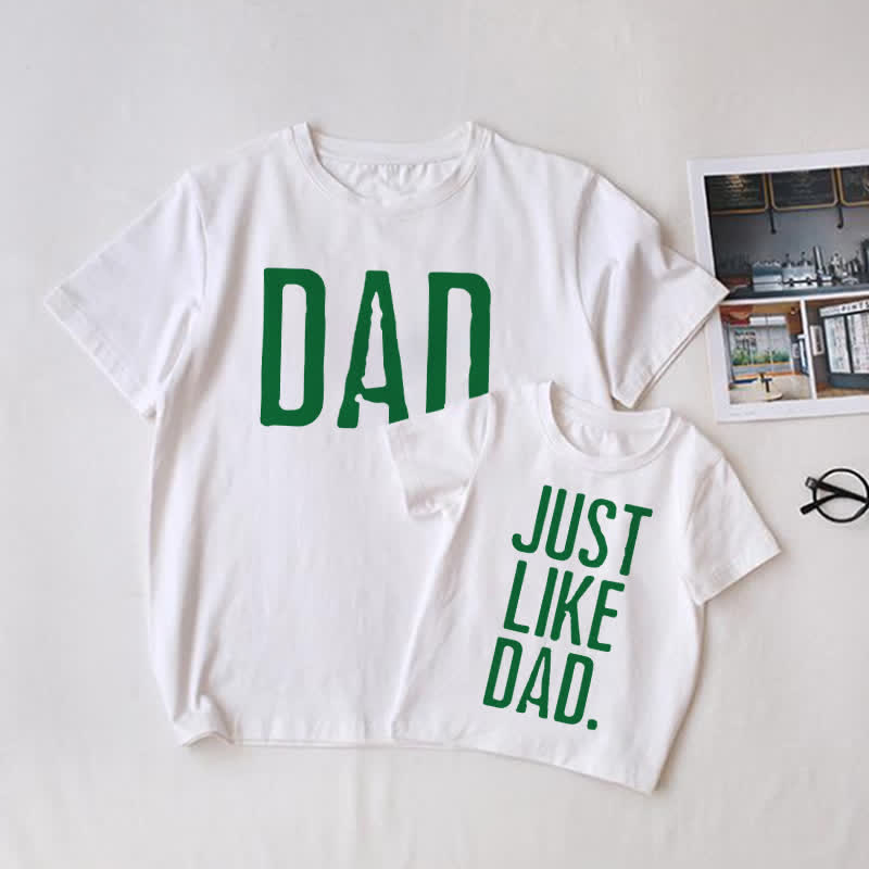 DAD/JUST LIKE DADホワイトファミリーマッチングTシャツ - 白 - 大人用Tシャツ: XL - image 1