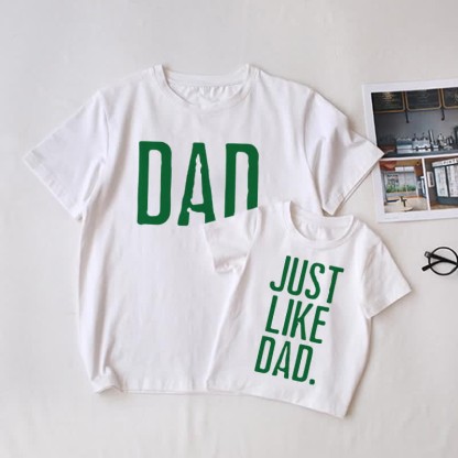 DAD/JUST LIKE DADホワイトファミリーマッチングTシャツ - 白 - 大人用Tシャツ: XL - image 1