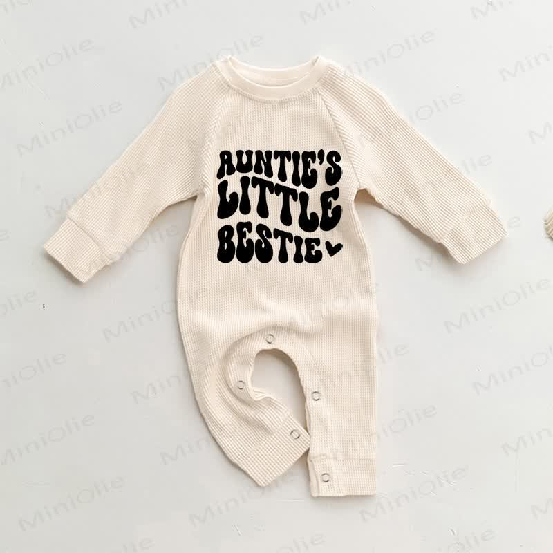 AUNTIE'S LITTLE BESTIEベビー ワッフル ベージュ ロンパー - ベージュ - 18～24ヶ月 - image 1