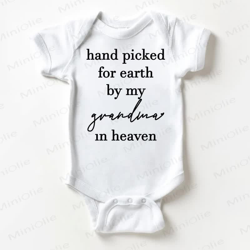 HAND PICKED FOR EARTH BY MY GRANDMA/GRANDPA IN HEAVENベビーホワイトボディスーツ - おばあちゃん - 18～24ヶ月 - image 1