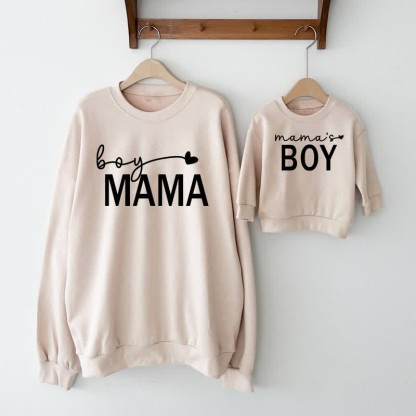 MAMA/MAMA'S BOY/GIRLママと私 ベージュ ファミリースウェットシャツ - ベージュ - ボーイママスウェットシャツ： XL - image 1
