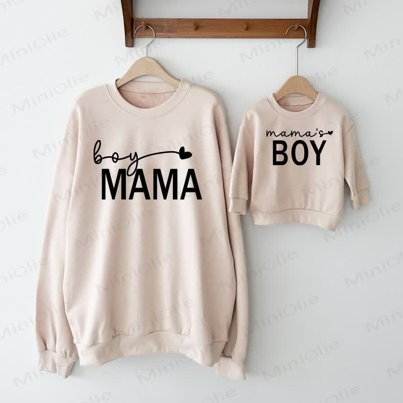 MAMA/MAMA'S BOYマミー＆ミー ベージュ ファミリー スウェットシャツ - ベージュ - 大人用スウェットシャツ：XL - image 1