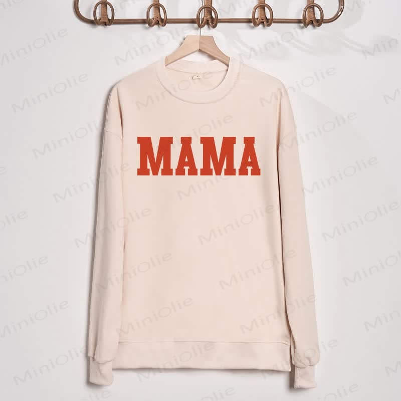 MAMA/MAMA'S PUMPKINママと私 ベージュファミリースウェットシャツ - ベージュ - 大人用スウェットシャツ：XL - image 2