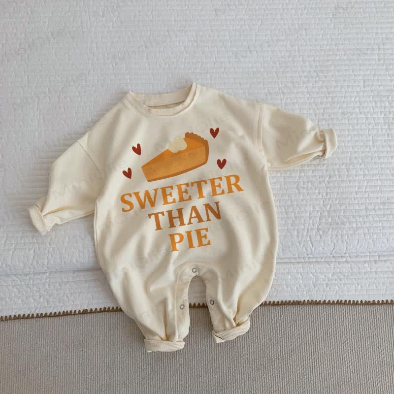 SWEETER THAN PIEベビーベージュロンパー - ベージュ - 2～3歳 - image 1