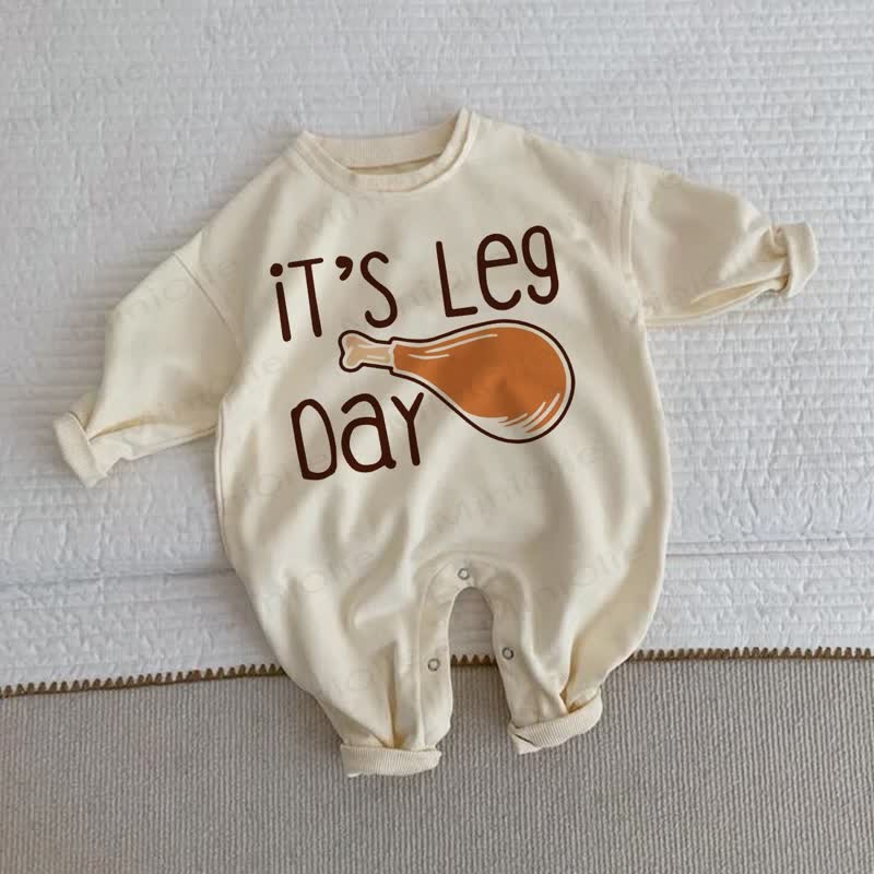 IT'S LEG DAYドラムスティックロンパース - ベージュ - 2～3歳 - image 1
