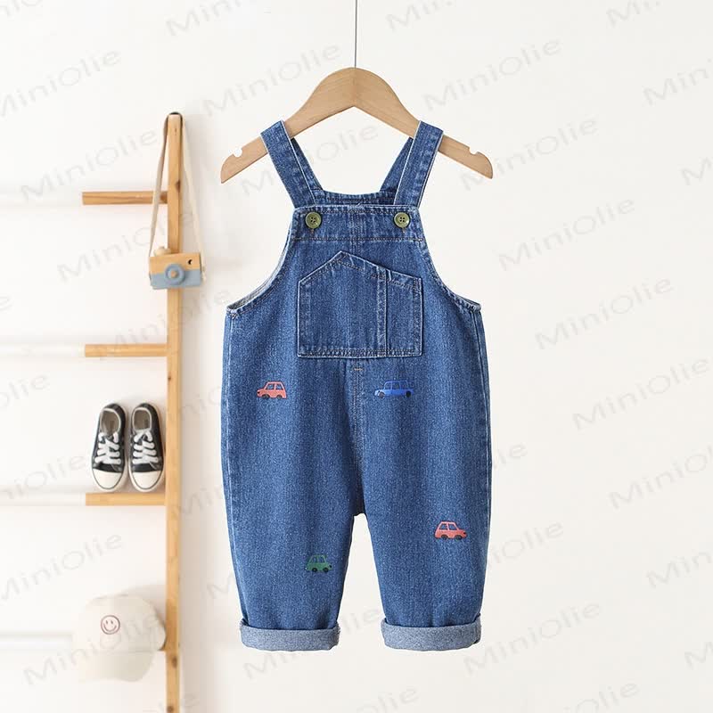 幼児用車の刺繍ポケット付きオーバーオール - 青 - 5～7歳 - image 1