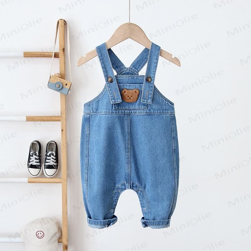 ベビー幼児用ベアデニムオーバーオール - 青 - 3～5歳 - image 1