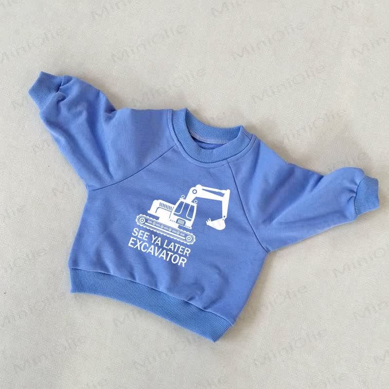 SEE YA LATER EXCAVATOR ベビー 幼児用 ブルー スウェットシャツ - 青 - 3～5歳 - image 1