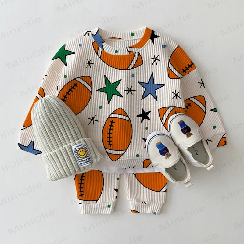 ベビー幼児用ラグビーフットボールワッフル2ピースセット - アプリコット - 2～3歳 - image 1
