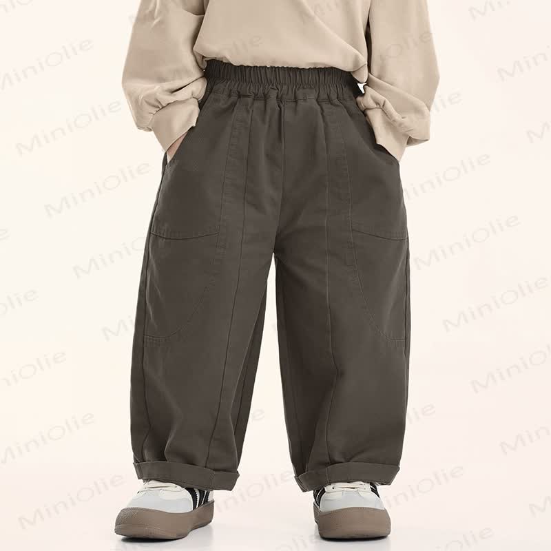 幼児男の子用無地グレーゆったりパンツ - image 2