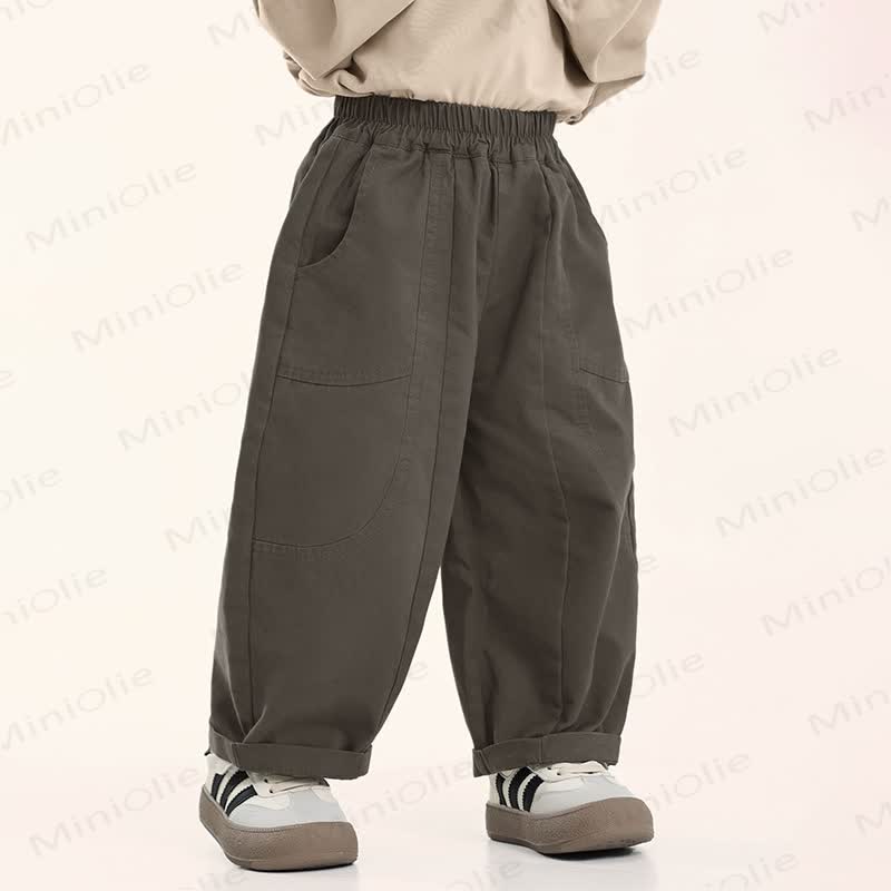 幼児男の子用無地グレーゆったりパンツ - image 1