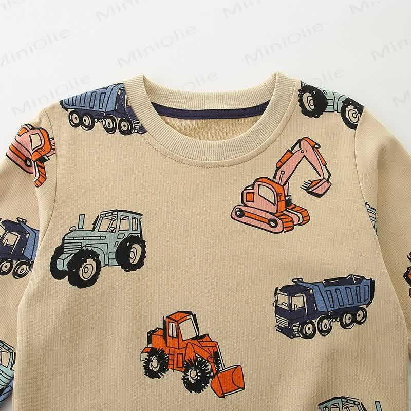 キッズボーイズ カートゥーン トラック カーキ スウェットシャツ - image 2
