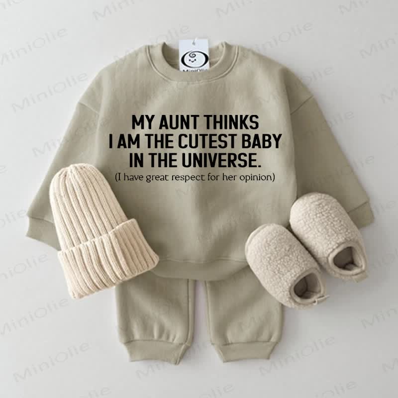 MY AUNT THINKS I AM THE CUTEST BABY IN THE UNIVERSE.ベビー2点セット - グレーグリーン - 2～3歳 - image 1