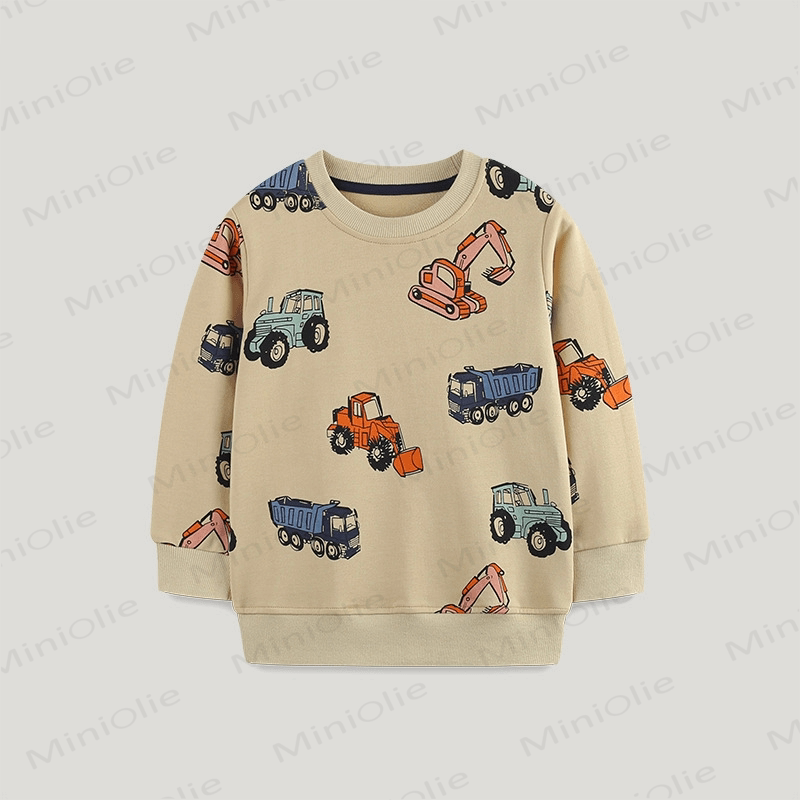 キッズボーイズ カートゥーン トラック カーキ スウェットシャツ - カーキ - 7歳 - image 1