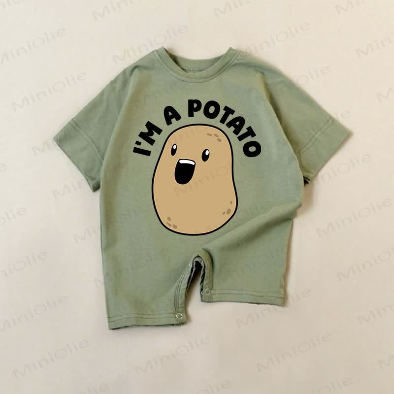 I'M A POTATOベビーグリーンロンパース - 緑 - 18～24ヶ月 - image 1