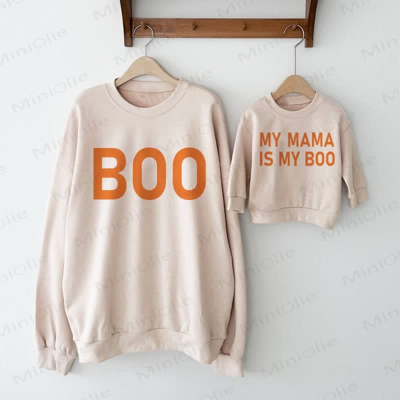 BOO/MY MAMA IS MY BOOベージュ ファミリー スウェットシャツ - image 1