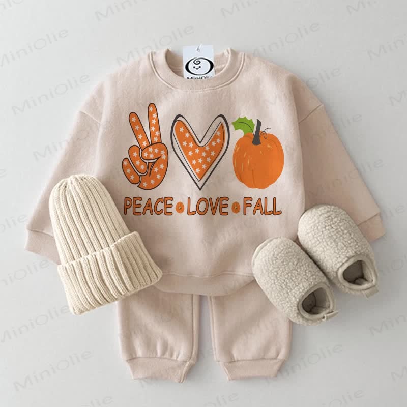 PEACE LOVE FALLベビーパンプキン 2ピース ベージュセット - ベージュ - 2～3歳 - image 1