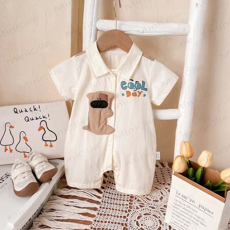 COOL DAY ベビードッグ ラペル ベージュ ロンパー - ベージュ - 18～24ヶ月 - image 1