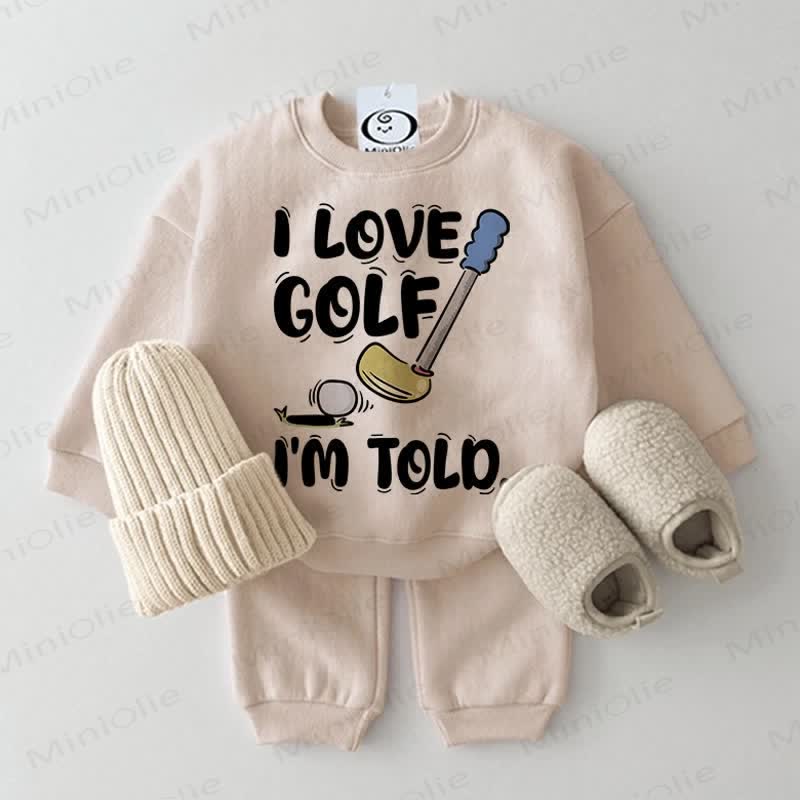 I LOVE GOLF I'M TOLDベビー 2ピース ベージュセット - ベージュ - 2～3歳 - image 1
