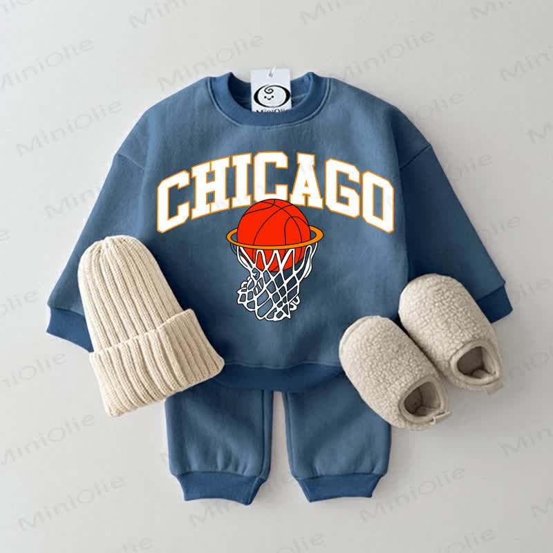 CHICAGOベビー バスケットボール スウェットスーツ 2ピースセット - 青 - 2～3歳 - image 1