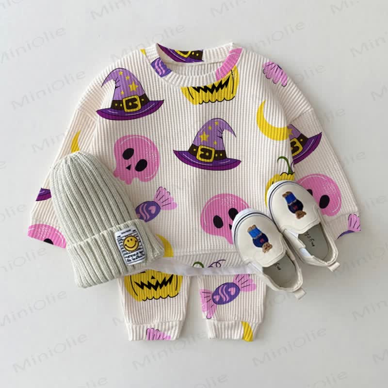 ベビー幼児用ハロウィンエレメントワッフル2ピースセット - アプリコット - 3～5歳 - image 1