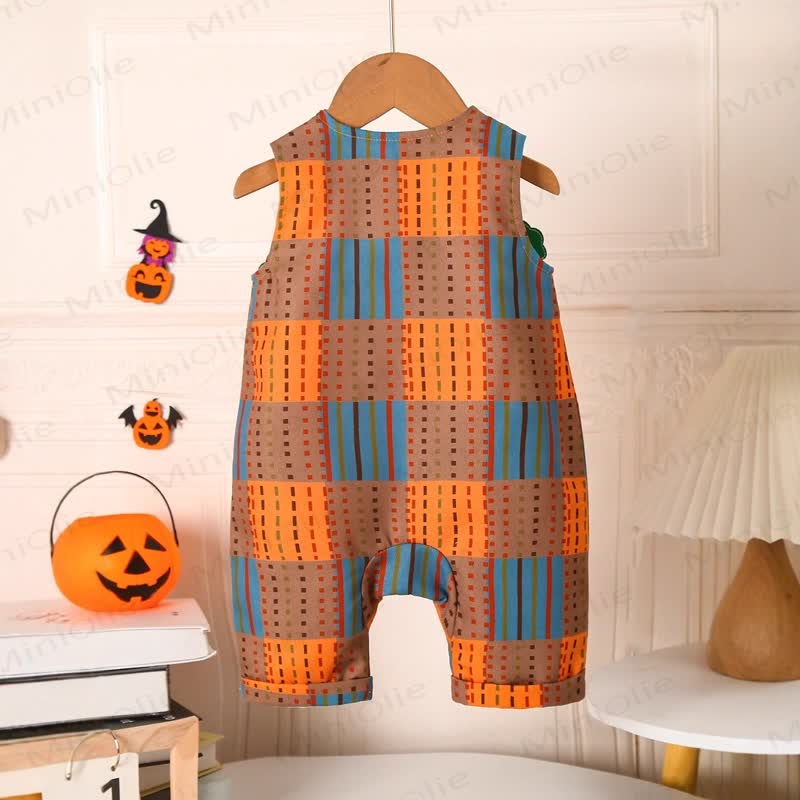 ベビーパンプキンチェック柄ハロウィンオーバーオール - image 2