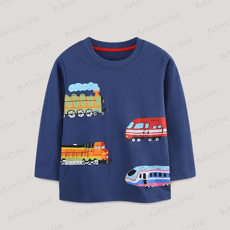 キッズボーイズ漫画電車ブルーTシャツ - 青 - 7歳 - image 1