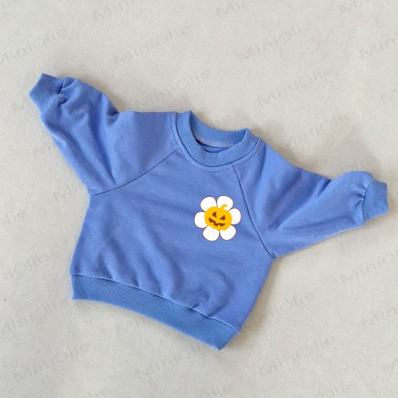 ベビー幼児用パンプキンフローラルブルースウェットシャツ - 青 - 3～5歳 - image 1
