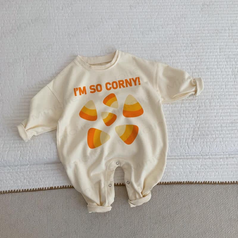 I'M SO CORNY!ベビーキャンディコーン ベージュ ロンパース - ベージュ - 2～3歳 - image 1