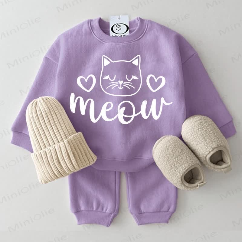 MEOWベビーキャット パープル スウェットスーツ 2ピースセット - 紫 - 2～3歳 - image 1