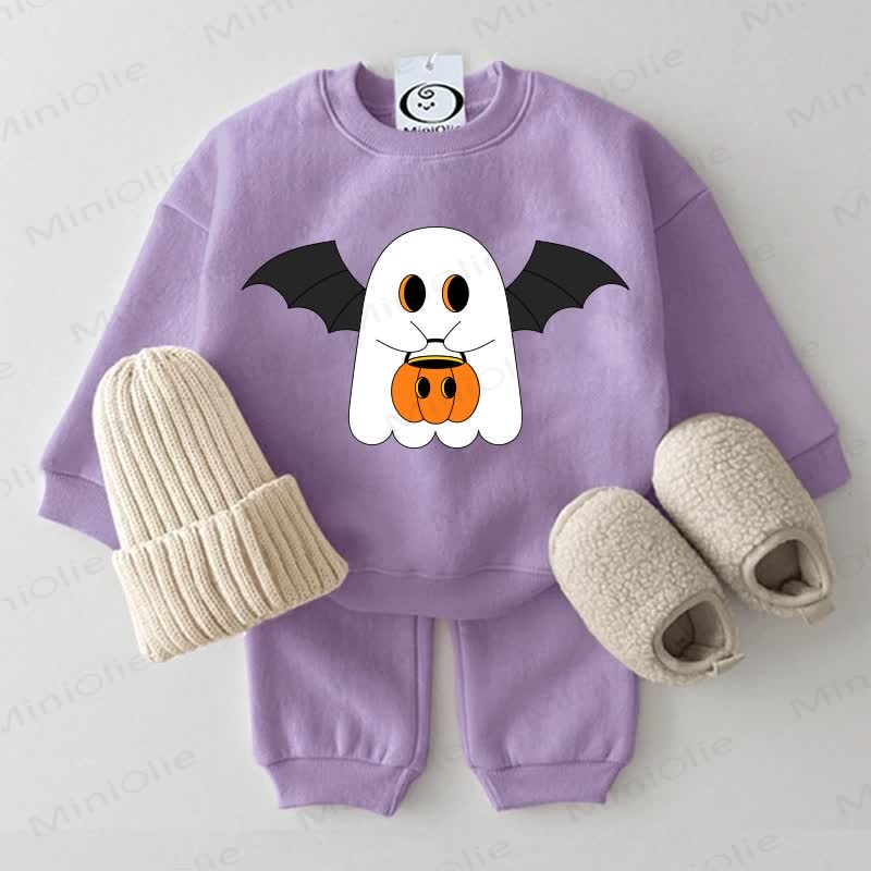 ベビーハロウィンゴーストパープルスウェットスーツ2ピースセット - 紫 - 2～3歳 - image 1