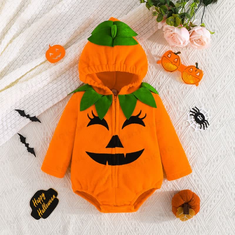 ベビーハロウィンジップフード付きボディスーツ - オレンジ - 12～18ヶ月 - image 1