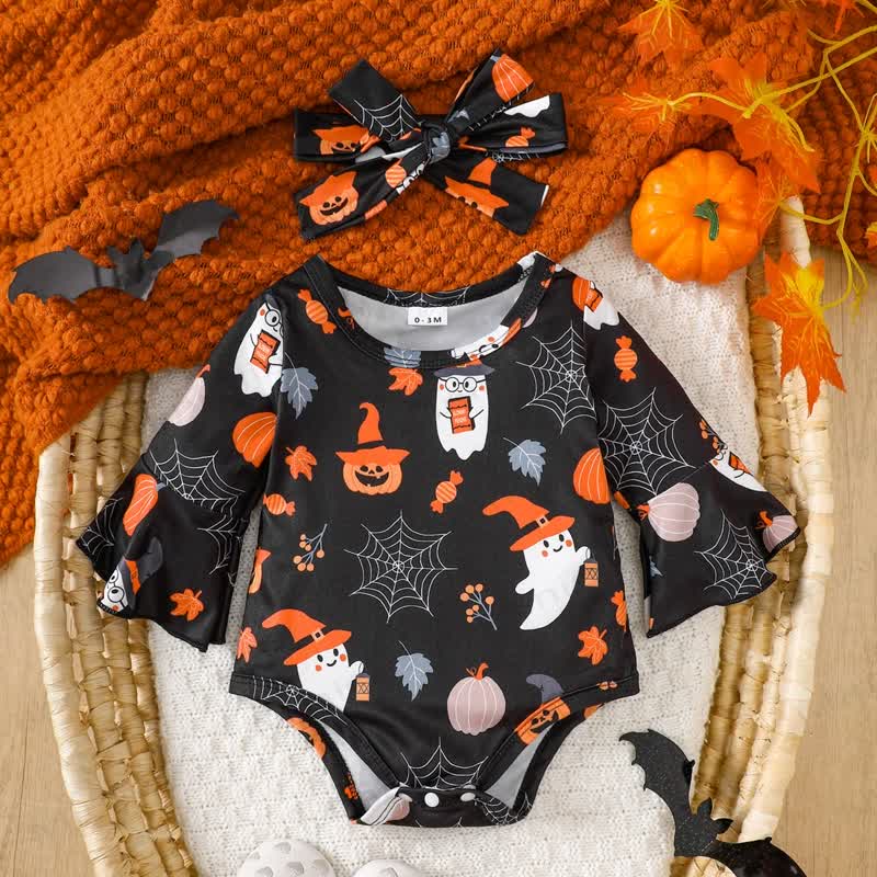 ベビーハロウィンボディスーツ（ヘッドバンド付き） - 黒 - 12～18ヶ月 - image 1