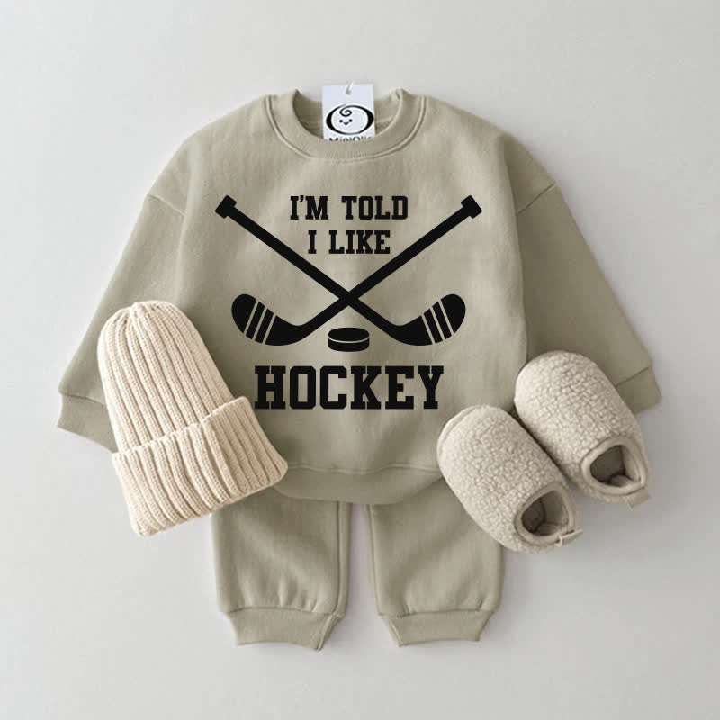 「I'M TOLD I LIKE HOCKEY」ベビースウェットスーツ2点セット - グレーグリーン - 2～3歳 - image 2