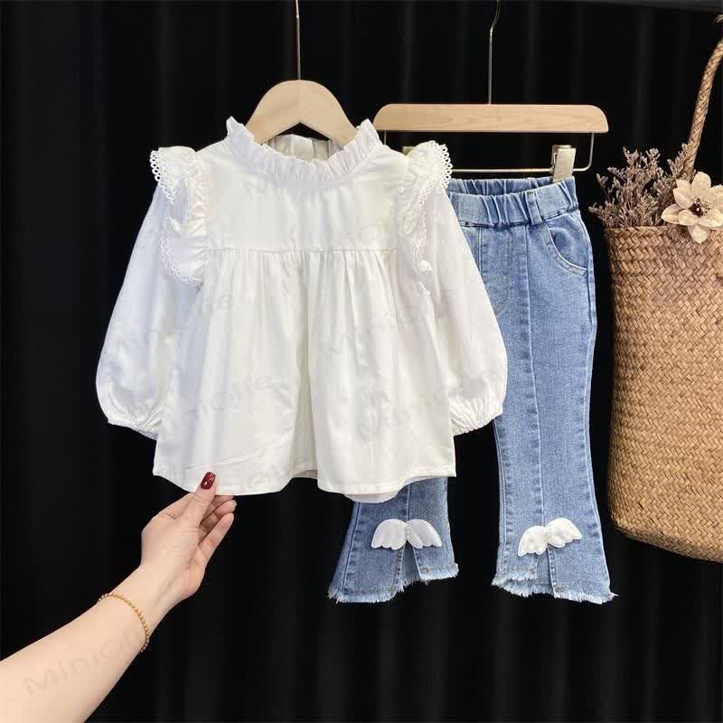 幼児用女の子シャツとウィングパンツ2ピースセット - セット - 10歳 - image 1