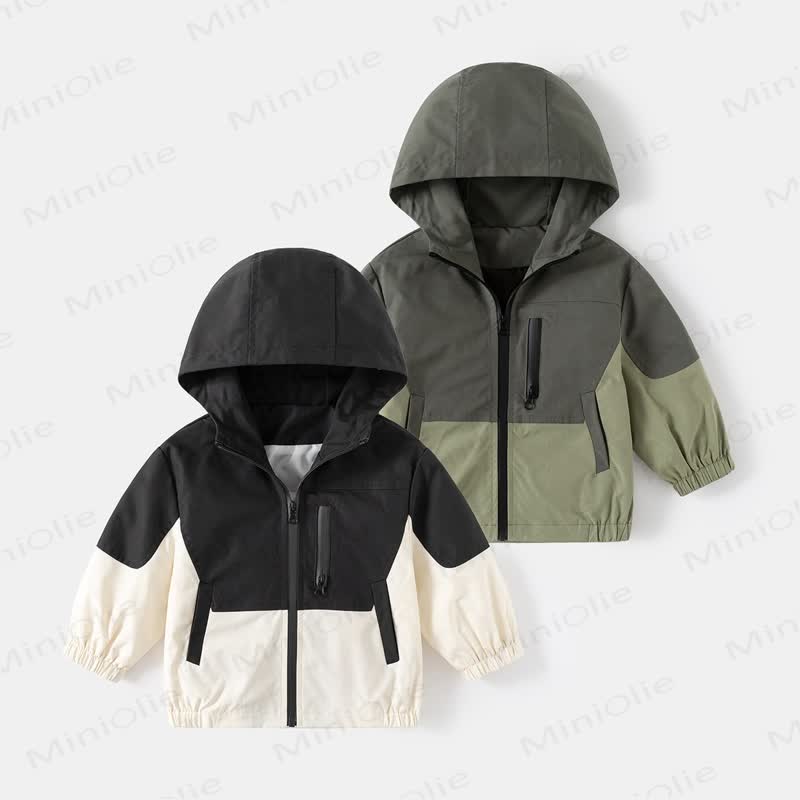 キッズボーイズコントラストカラーフード付きジャケット - image 1