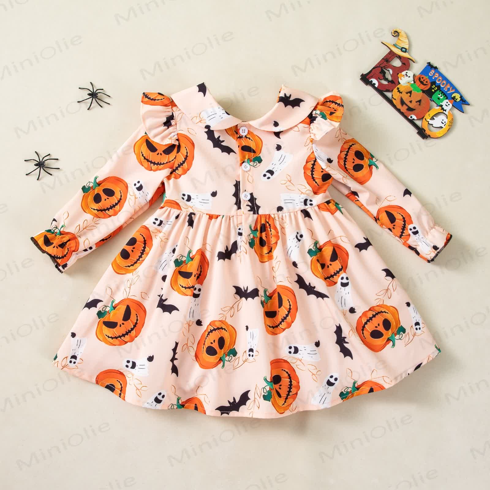 赤ちゃん幼児用オレンジハロウィンパンプキンドレス - image 2