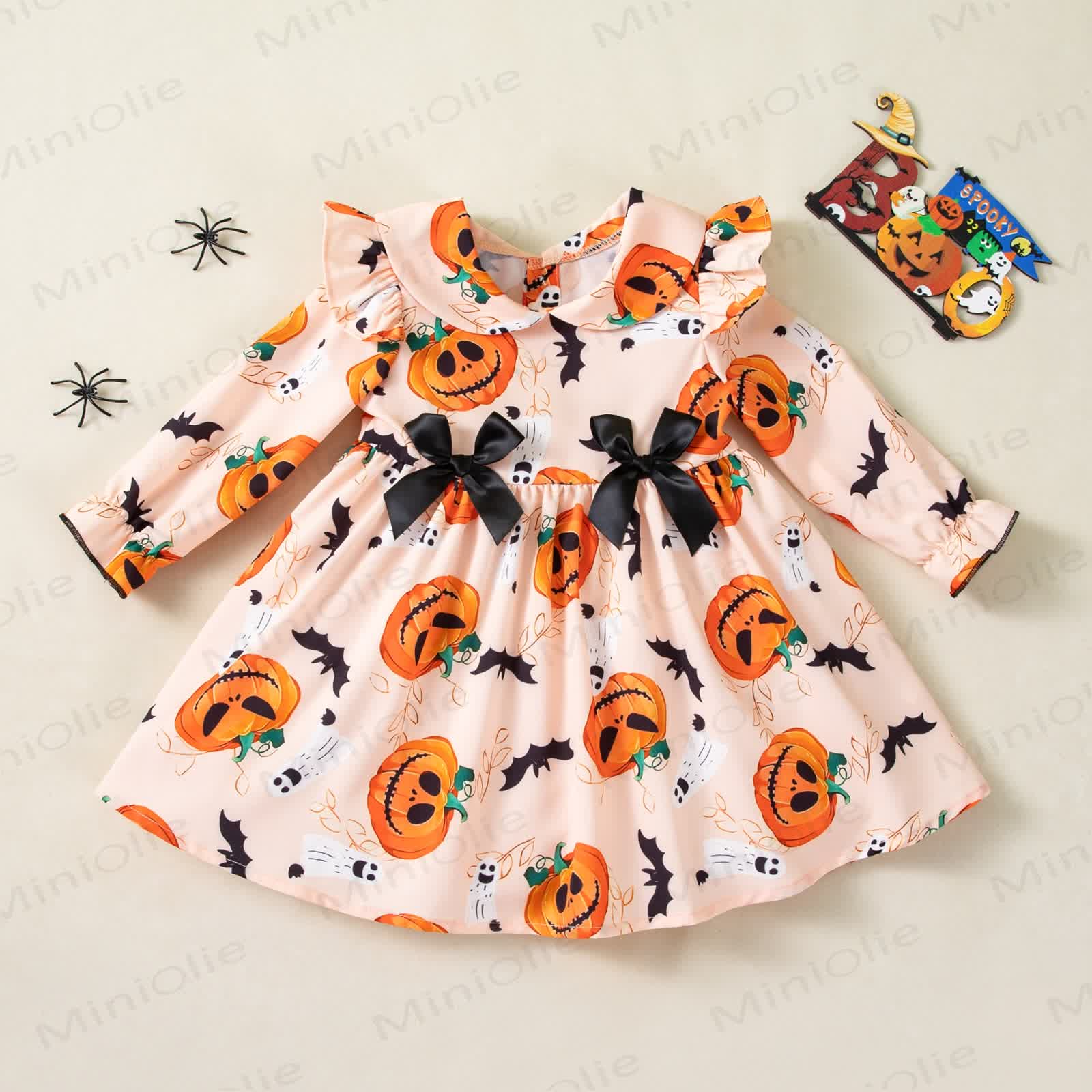赤ちゃん幼児用オレンジハロウィンパンプキンドレス - オレンジ - 5～7歳 - image 1